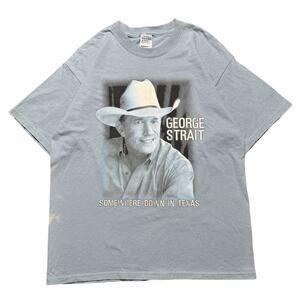2006 George Strait Somewhere Down In Texas Blue Country Music Shirt 2000s Y2K L